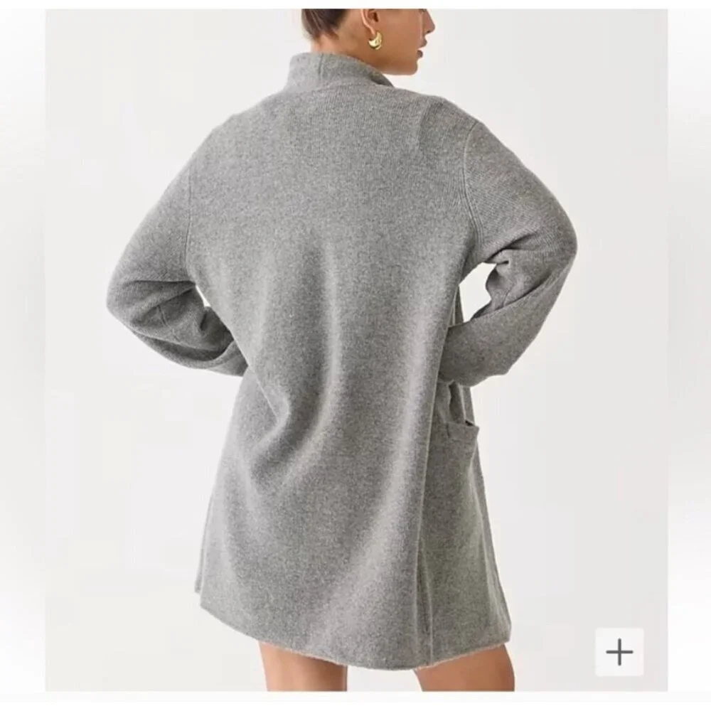 J. Crew Womens Cocoon Chunky Sweater Blazer Oversized Heavyweight Sz Medium Gray